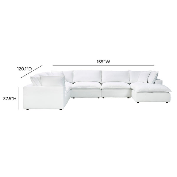 TOV Furniture Cali 7-Piece Modular Sectional Sofa with Performance Fabric for Versatile Living Space Solutions Pearl REN-L0092-SEC2