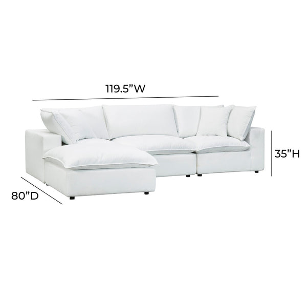 TOV Furniture Cali 4-Piece Modular Sectional Sofa - Stylish Performance Fabric for Versatile, Modern Living Spaces Pearl REN-L0092-SEC