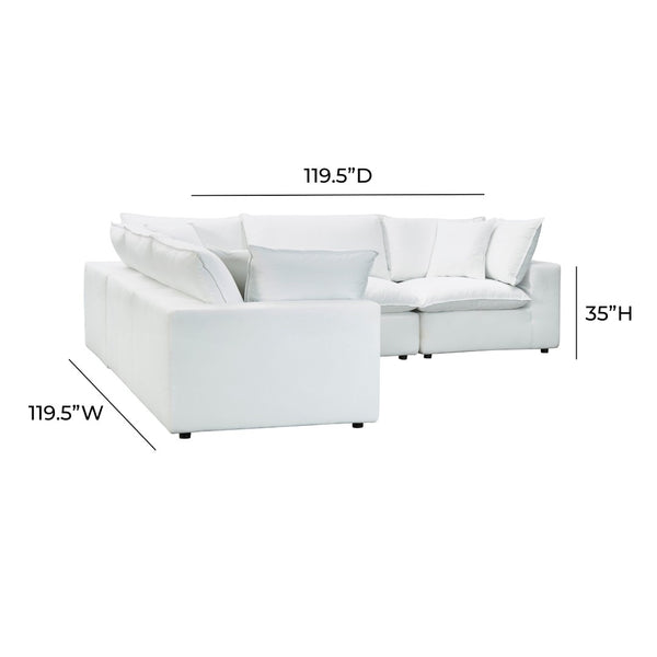 TOV Furniture Cali Modular L-Sectional Sofa: Versatile Performance Fabric Design for Modern Comfort & Style Pearl REN-L0092-SEC1