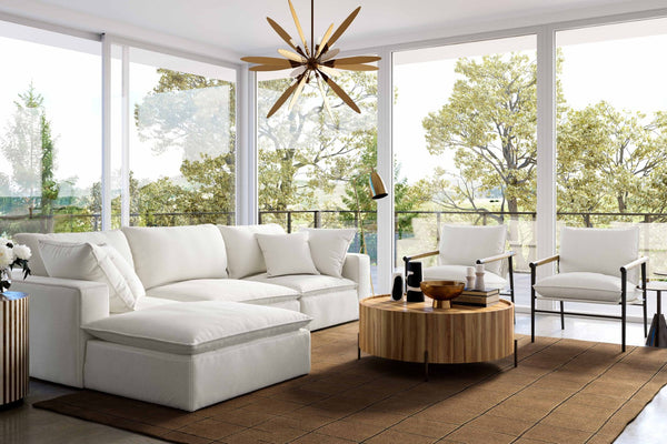 TOV Furniture Cali 4-Piece Modular Sectional Sofa - Stylish Performance Fabric for Versatile, Modern Living Spaces Pearl REN-L0092-SEC