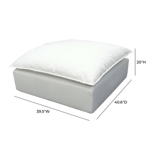 TOV Furniture Cali Performance Fabric Ottoman - Stylish, Versatile Seating for Modern Living Spaces and Comfort Pearl REN-L0093