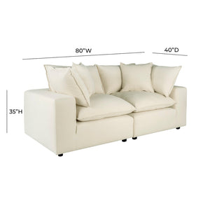 TOV Furniture Cali 80" Modular Loveseat – Versatile Performance Fabric with Contemporary Design for Modern Living Natural REN-L0094-LS