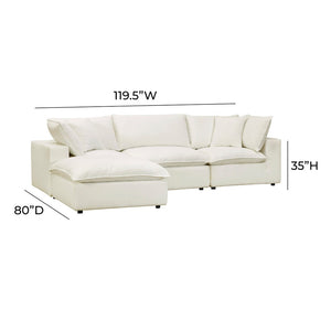 TOV Furniture Cali 4-Piece Modular Sectional Sofa - Stylish Performance Fabric for Versatile, Modern Living Spaces Natural REN-L0094-SEC