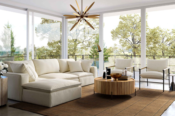 TOV Furniture Cali 4-Piece Modular Sectional Sofa - Stylish Performance Fabric for Versatile, Modern Living Spaces Natural REN-L0094-SEC