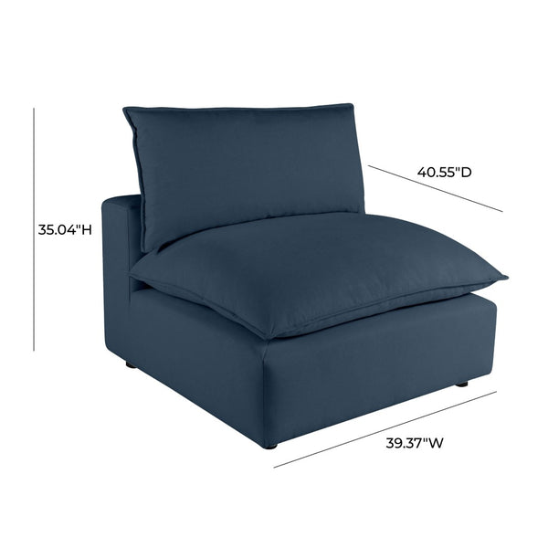 TOV Furniture Cali Modular Armless Chair - Effortless Comfort and Stylish Versatility for Your Living Space Navy REN-L0096-AC