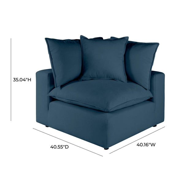 TOV Furniture Cali Modular Corner Chair - Stylish Performance Fabric Seating for Custom Configurations & Comfort Navy REN-L0096-C