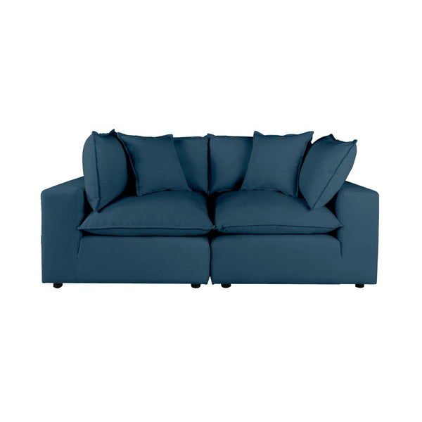 TOV Furniture Cali 80" Modular Loveseat – Versatile Performance Fabric with Contemporary Design for Modern Living Navy REN-L0096-LS