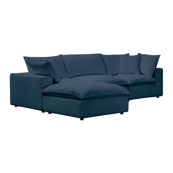 TOV Furniture Cali 4-Piece Modular Sectional Sofa - Stylish Performance Fabric for Versatile, Modern Living Spaces Navy REN-L0096-SEC