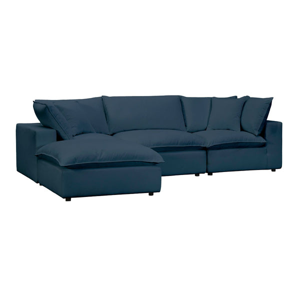 TOV Furniture Cali 4-Piece Modular Sectional Sofa - Stylish Performance Fabric for Versatile, Modern Living Spaces Navy REN-L0096-SEC