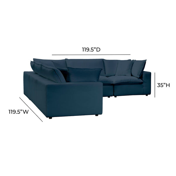 TOV Furniture Cali Modular L-Sectional Sofa: Versatile Performance Fabric Design for Modern Comfort & Style Navy REN-L0096-SEC1