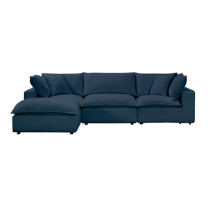 TOV Furniture Cali 4-Piece Modular Sectional Sofa - Stylish Performance Fabric for Versatile, Modern Living Spaces Navy REN-L0096-SEC