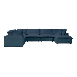 TOV Furniture Cali 7-Piece Modular Sectional Sofa with Performance Fabric for Versatile Living Space Solutions Navy REN-L0096-SEC2