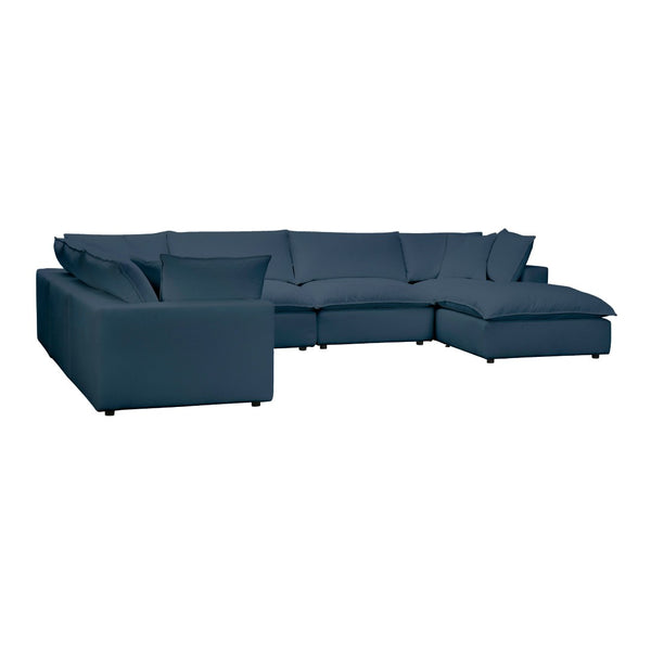 TOV Furniture Cali 7-Piece Modular Sectional Sofa with Performance Fabric for Versatile Living Space Solutions Navy REN-L0096-SEC2