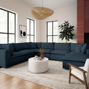 TOV Furniture Cali 7-Piece Modular Sectional Sofa with Performance Fabric for Versatile Living Space Solutions Navy REN-L0096-SEC2
