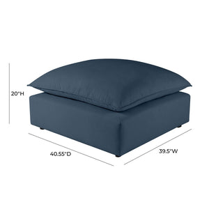 TOV Furniture Cali Performance Fabric Ottoman - Stylish, Versatile Seating for Modern Living Spaces and Comfort Navy REN-L0097