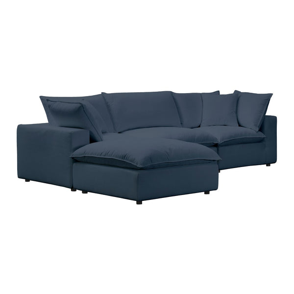 TOV Furniture Cali Performance Fabric Ottoman - Stylish, Versatile Seating for Modern Living Spaces and Comfort Navy REN-L0097