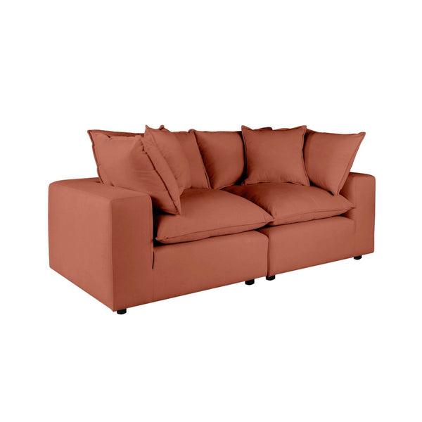 TOV Furniture Cali 80" Modular Loveseat – Versatile Performance Fabric with Contemporary Design for Modern Living Rust REN-L0098-LS