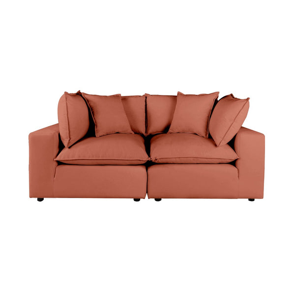 TOV Furniture Cali 80" Modular Loveseat – Versatile Performance Fabric with Contemporary Design for Modern Living Rust REN-L0098-LS
