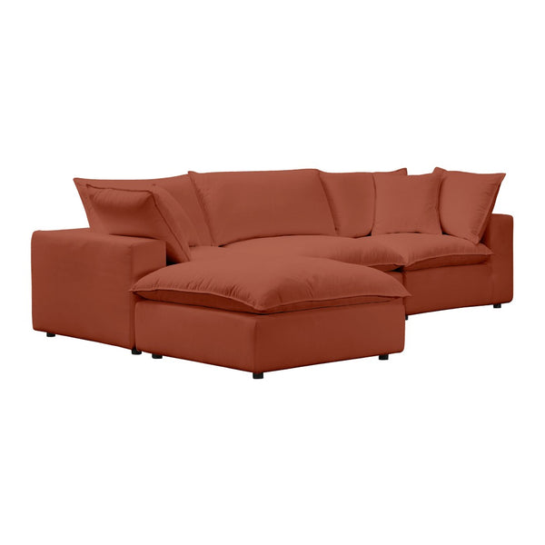 TOV Furniture Cali 4-Piece Modular Sectional Sofa - Stylish Performance Fabric for Versatile, Modern Living Spaces Rust REN-L0098-SEC
