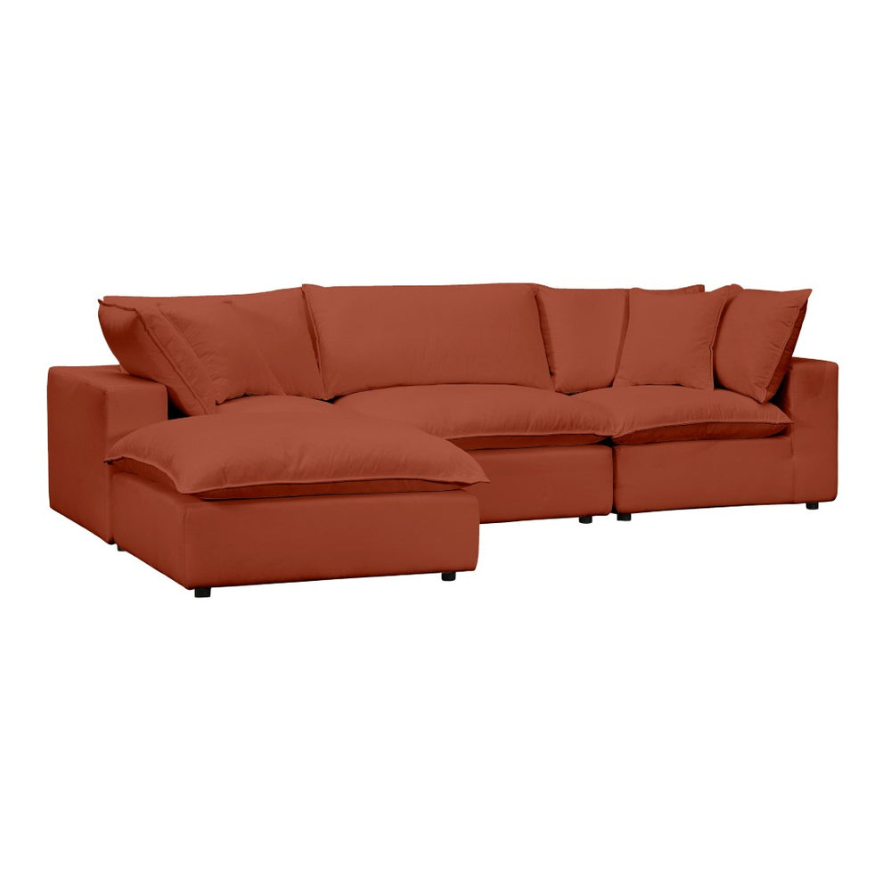 TOV Furniture Cali 4-Piece Modular Sectional Sofa - Stylish Performance Fabric for Versatile, Modern Living Spaces Rust REN-L0098-SEC