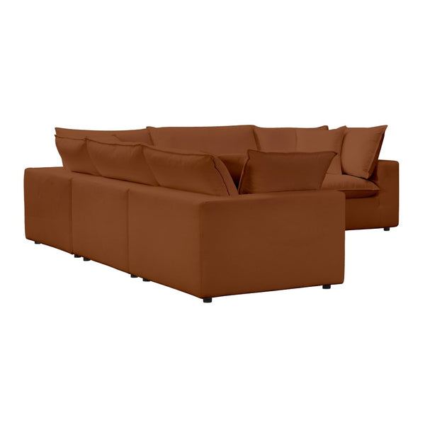 TOV Furniture Cali Modular L-Sectional Sofa: Versatile Performance Fabric Design for Modern Comfort & Style Rust REN-L0098-SEC1
