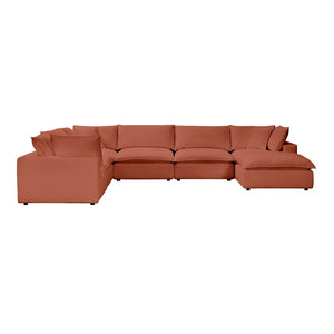 TOV Furniture Cali 7-Piece Modular Sectional Sofa with Performance Fabric for Versatile Living Space Solutions Rust REN-L0098-SEC2