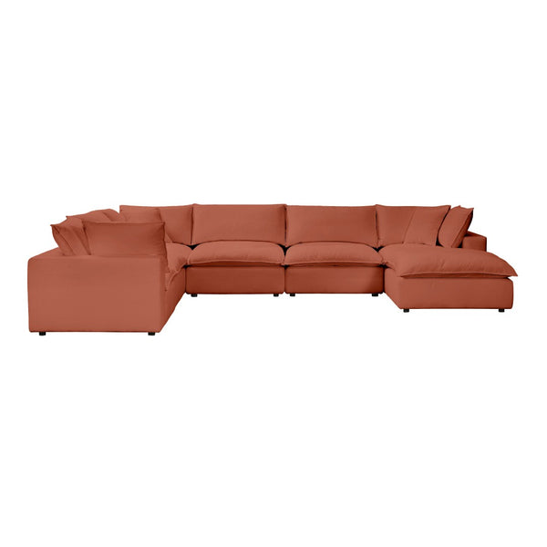 TOV Furniture Cali 7-Piece Modular Sectional Sofa with Performance Fabric for Versatile Living Space Solutions Rust REN-L0098-SEC2