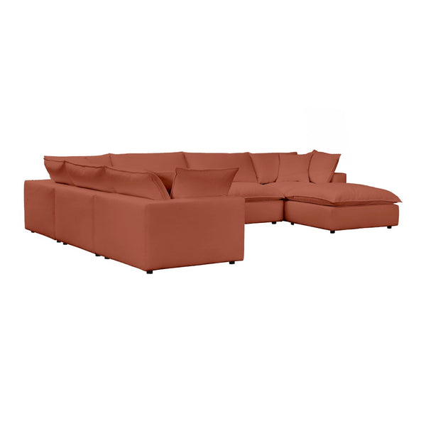 TOV Furniture Cali 7-Piece Modular Sectional Sofa with Performance Fabric for Versatile Living Space Solutions Rust REN-L0098-SEC2