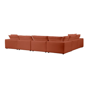 TOV Furniture Cali 7-Piece Modular Sectional Sofa with Performance Fabric for Versatile Living Space Solutions Rust REN-L0098-SEC2