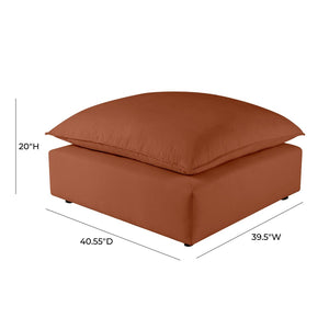TOV Furniture Cali Performance Fabric Ottoman - Stylish, Versatile Seating for Modern Living Spaces and Comfort Rust REN-L0099
