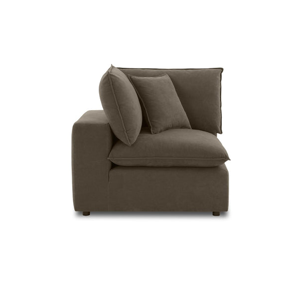 TOV Furniture Cali Chocolate Brown Performance Velvet Corner Chair - Modern Luxury, Modular Comfort for Your Home REN-L0110-C