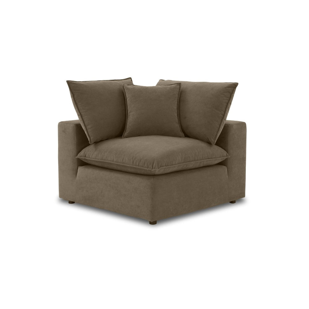 TOV Furniture Cali Chocolate Brown Performance Velvet Corner Chair - Modern Luxury, Modular Comfort for Your Home REN-L0110-C