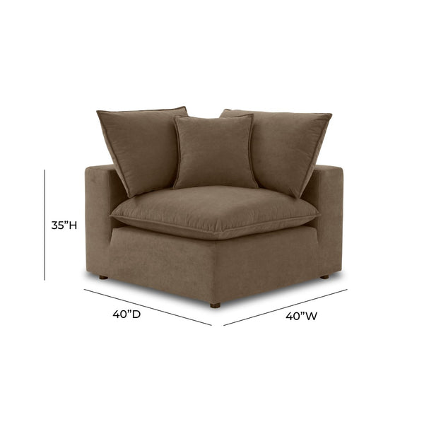 TOV Furniture Cali Chocolate Brown Performance Velvet Corner Chair - Modern Luxury, Modular Comfort for Your Home REN-L0110-C
