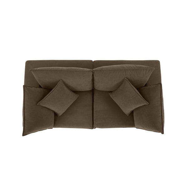 TOV Furniture Cali 80" Chocolate Brown Velvet Loveseat - Modern Comfort & Style with Easy Clean Performance Fabric REN-L0110-LS