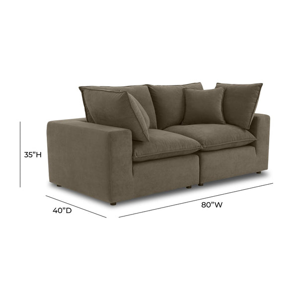 TOV Furniture Cali 80" Chocolate Brown Velvet Loveseat - Modern Comfort & Style with Easy Clean Performance Fabric REN-L0110-LS