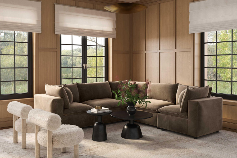 TOV Furniture Cali 5-Piece Chocolate Brown Performance Velvet L-Sectional - Luxurious Comfort for Any Space REN-L0110-SEC-1