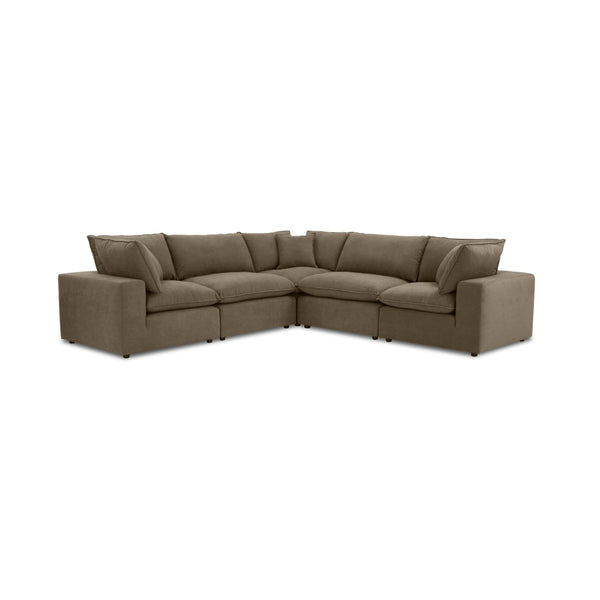 TOV Furniture Cali 5-Piece Chocolate Brown Performance Velvet L-Sectional - Luxurious Comfort for Any Space REN-L0110-SEC-1