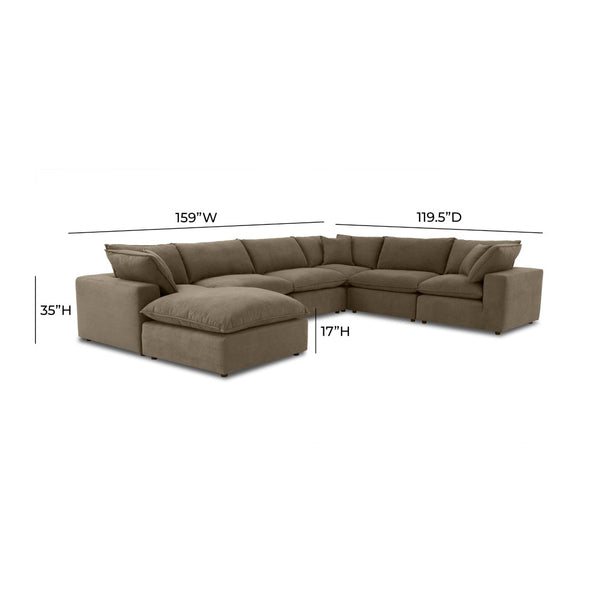 TOV Furniture Cali 7-Piece Chocolate Brown Velvet Sectional Sofa - Luxurious Comfort with Modular Design & Style REN-L0110-SEC-2