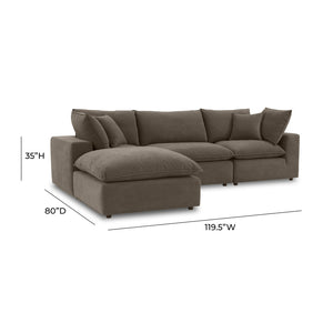 TOV Furniture Cali Luxurious Chocolate Brown Performance Velvet Sectional - Modular Comfort for Modern Living Spaces REN-L0110-SEC