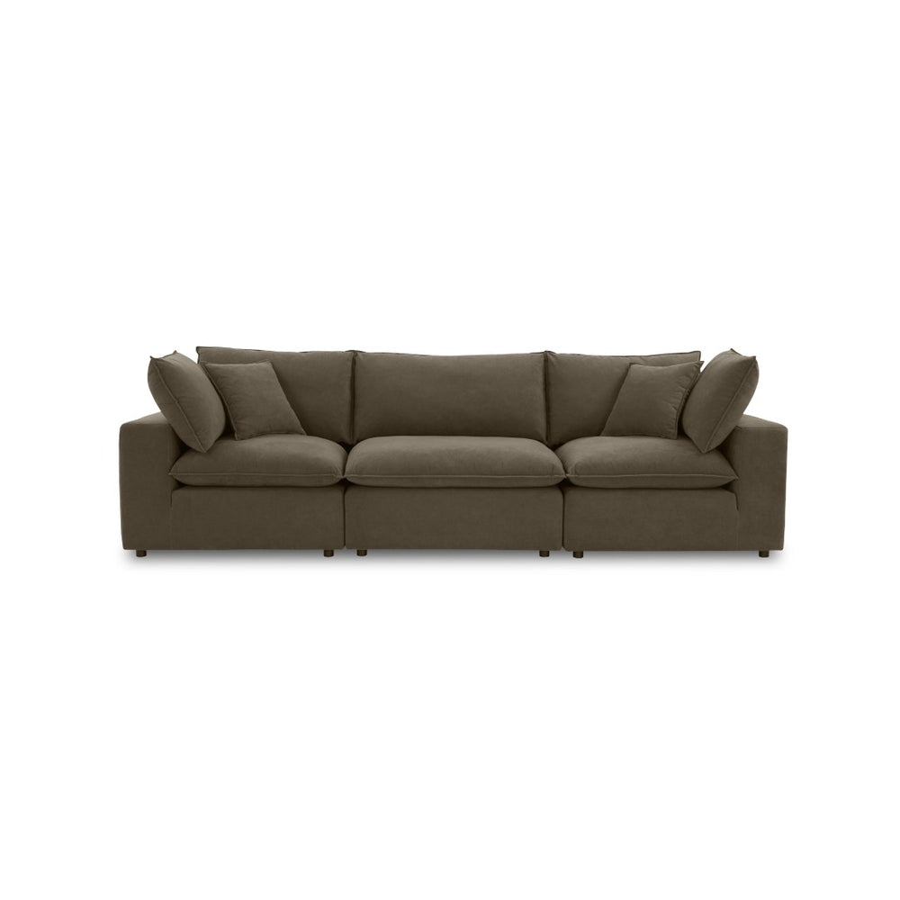 TOV Furniture Cali 120" Modular Chocolate Brown Velvet Sofa - Luxurious Comfort, Versatile Design, Easy Care! REN-L0110