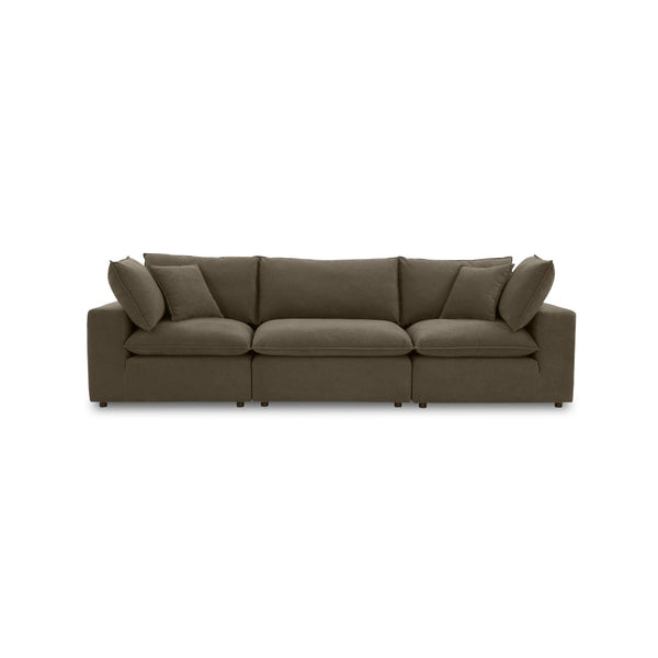 TOV Furniture Cali 120" Modular Chocolate Brown Velvet Sofa - Luxurious Comfort, Versatile Design, Easy Care! REN-L0110