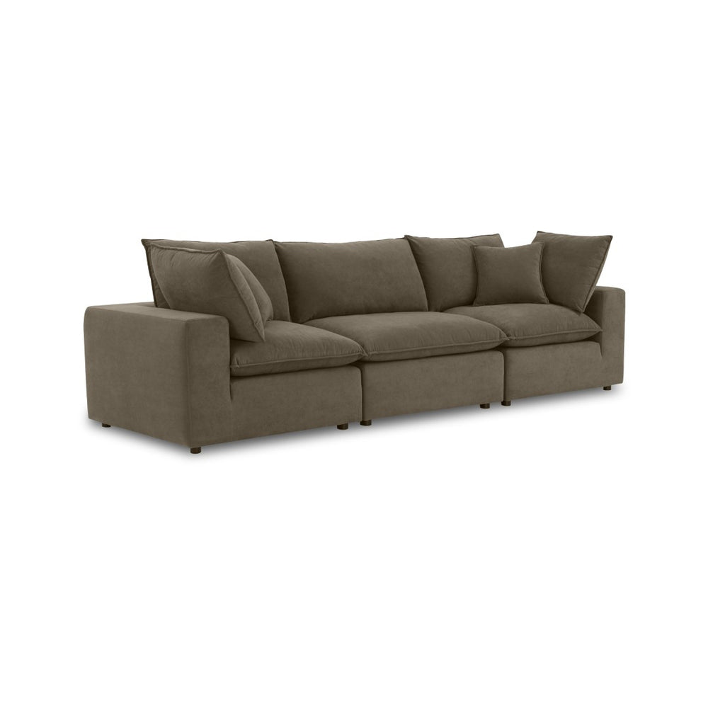 TOV Furniture Cali 120" Modular Chocolate Brown Velvet Sofa - Luxurious Comfort, Versatile Design, Easy Care! REN-L0110