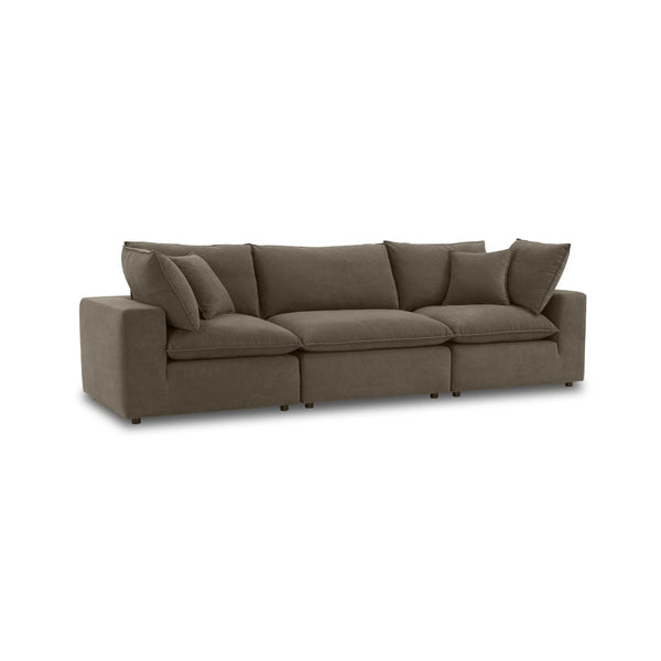 TOV Furniture Cali 120" Modular Chocolate Brown Velvet Sofa - Luxurious Comfort, Versatile Design, Easy Care! REN-L0110