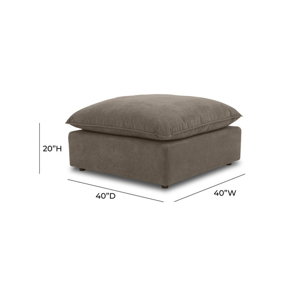 TOV Furniture Cali Chocolate Brown Performance Velvet Ottoman - Stylish, Modular Seating for Modern Living Spaces REN-L0111