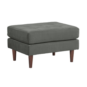 TOV Furniture Cave Velvet Ottoman – Luxurious Ash Grey Mid-Century Design with Versatile Comfort for Any Space REN-L01140