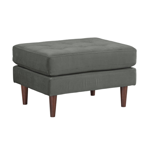TOV Furniture Cave Velvet Ottoman – Luxurious Ash Grey Mid-Century Design with Versatile Comfort for Any Space REN-L01140