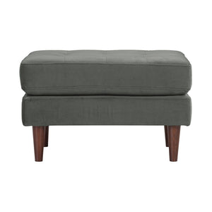 TOV Furniture Cave Velvet Ottoman – Luxurious Ash Grey Mid-Century Design with Versatile Comfort for Any Space REN-L01140
