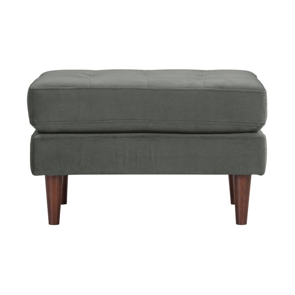 TOV Furniture Cave Velvet Ottoman – Luxurious Ash Grey Mid-Century Design with Versatile Comfort for Any Space REN-L01140