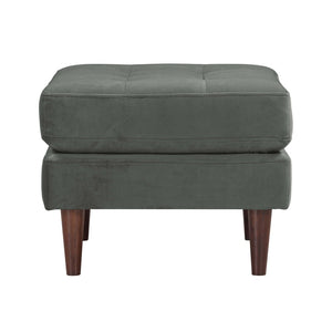 TOV Furniture Cave Velvet Ottoman – Luxurious Ash Grey Mid-Century Design with Versatile Comfort for Any Space REN-L01140
