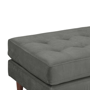 TOV Furniture Cave Velvet Ottoman – Luxurious Ash Grey Mid-Century Design with Versatile Comfort for Any Space REN-L01140